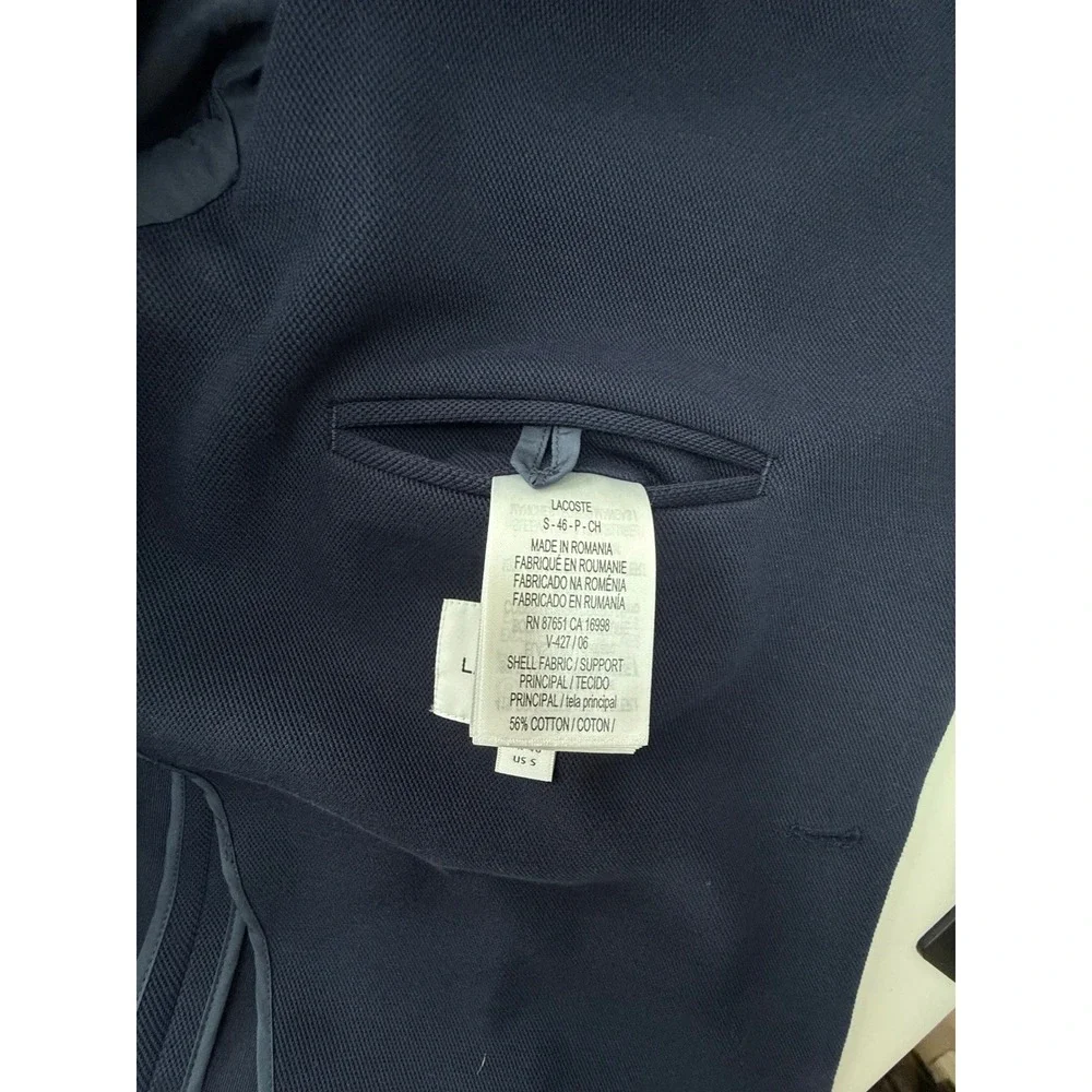 Lacoste Navy Blue Pique Knit Two-Button  Blazer Mens US S‎ FR 46
